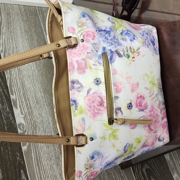 Elliott lucca limited edition floral hand bag tote with zipper top - Picture 8 of 17